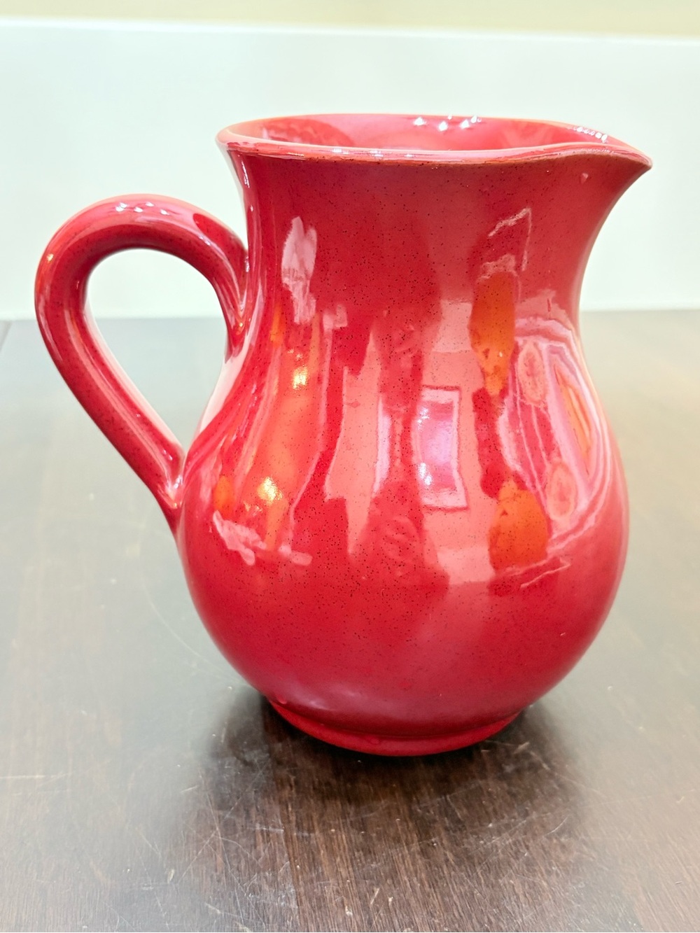 Italy Ceramic Red Pitcher Vase 7”